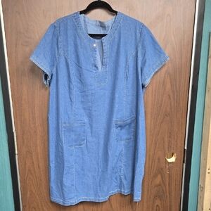 Unbranded Size XXL Medium Wash Lightweight Denim Short Sleeve Midi Dress